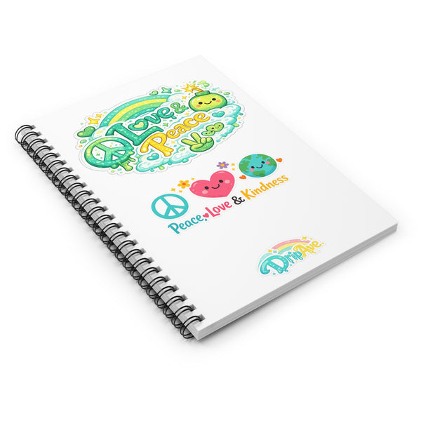 Love & Peace Spiral Notebook — 'Peace, Love & Kindness' Cute Kawaii Journal