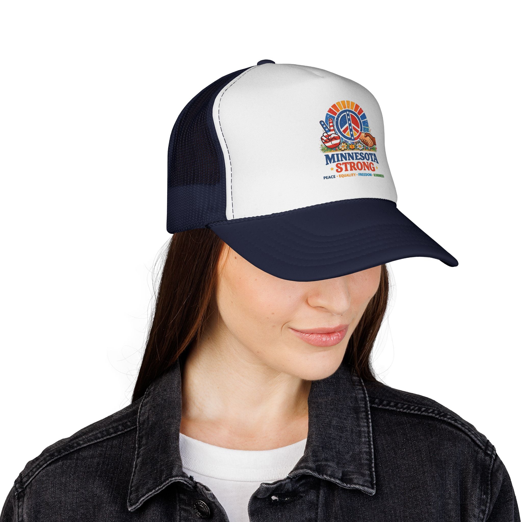 Minnesota Strong Trucker Cap – Peace, Pride & Resilience Retro Design - UNISEX FIT