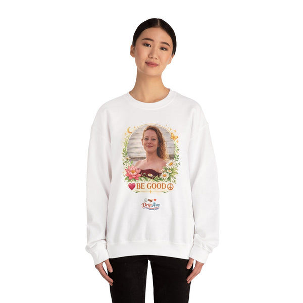 Renee Good - Crewneck Sweatshirt — Floral 'Be Good' with Peace Sign - Unisex