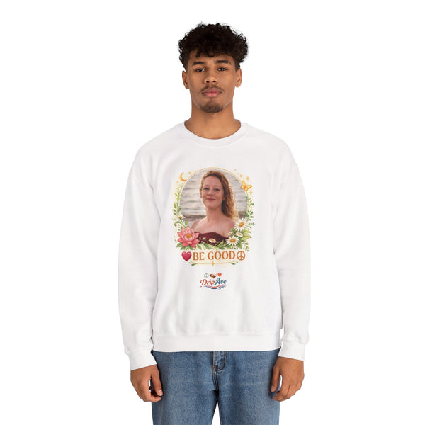Renee Good - Crewneck Sweatshirt — Floral 'Be Good' with Peace Sign - Unisex