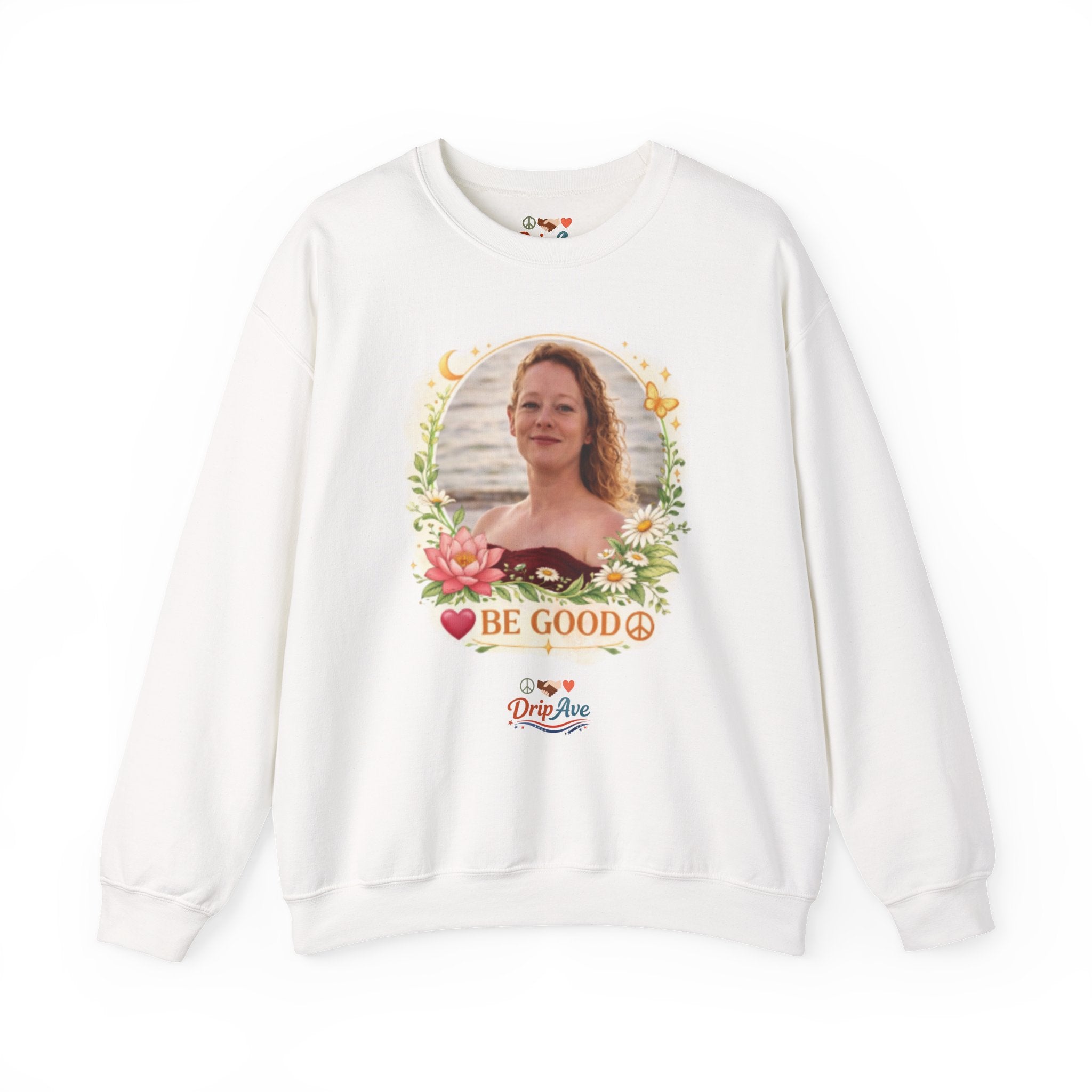 Renee Good - Crewneck Sweatshirt — Floral 'Be Good' with Peace Sign - Unisex