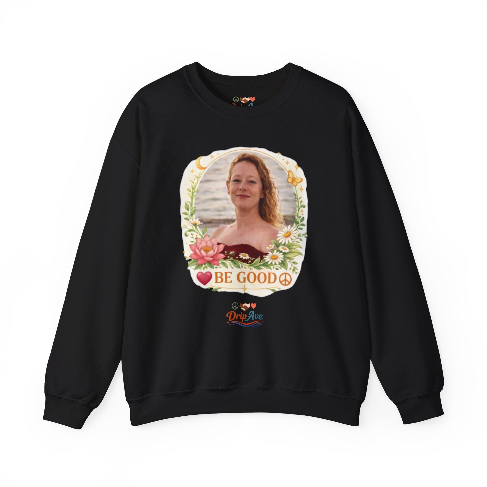 Renee Good - Crewneck Sweatshirt — Floral 'Be Good' with Peace Sign - Unisex
