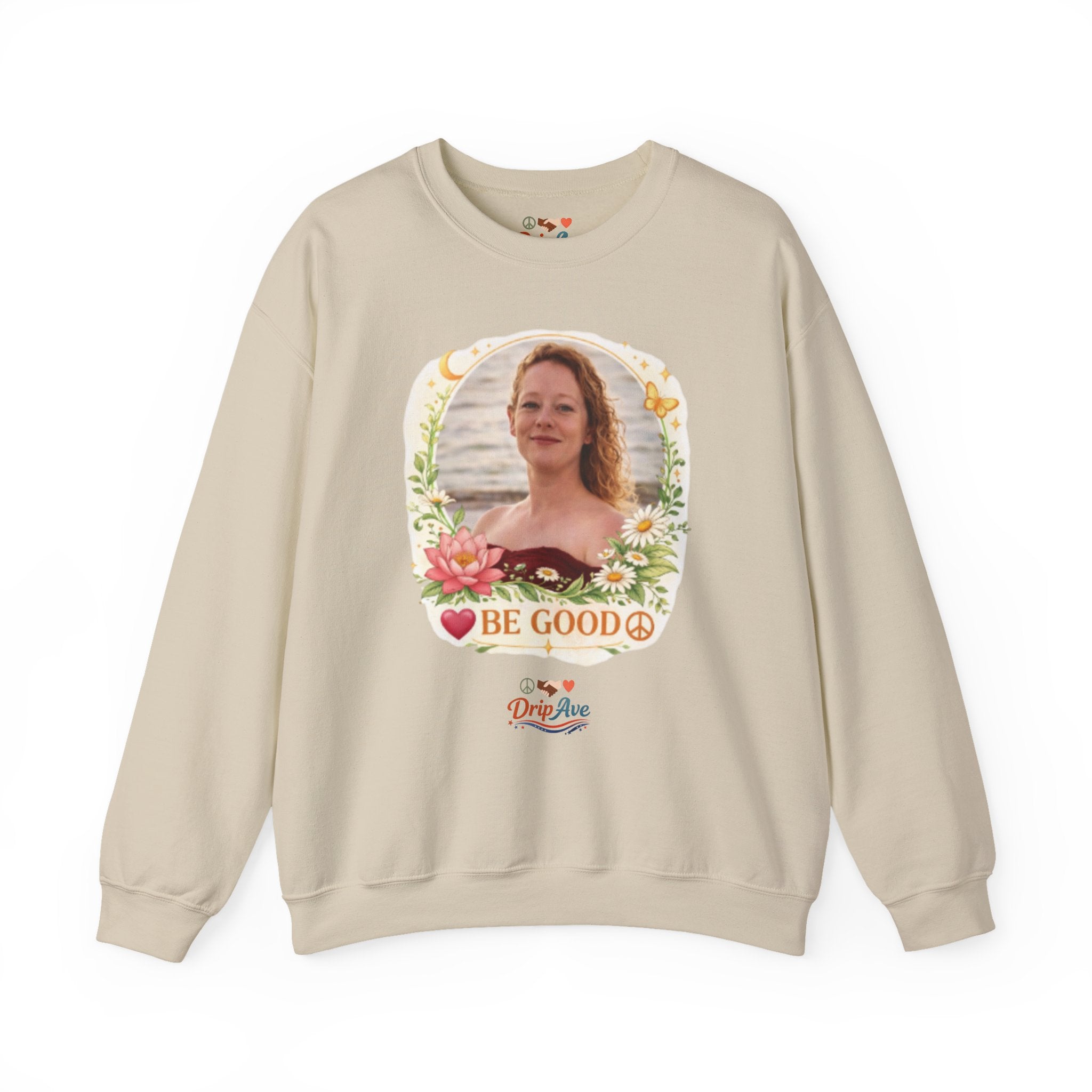 Renee Good - Crewneck Sweatshirt — Floral 'Be Good' with Peace Sign - Unisex