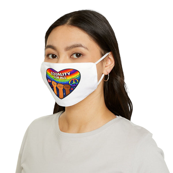 Equality For All Face Mask — Rainbow Pride Heart with Raised Fists