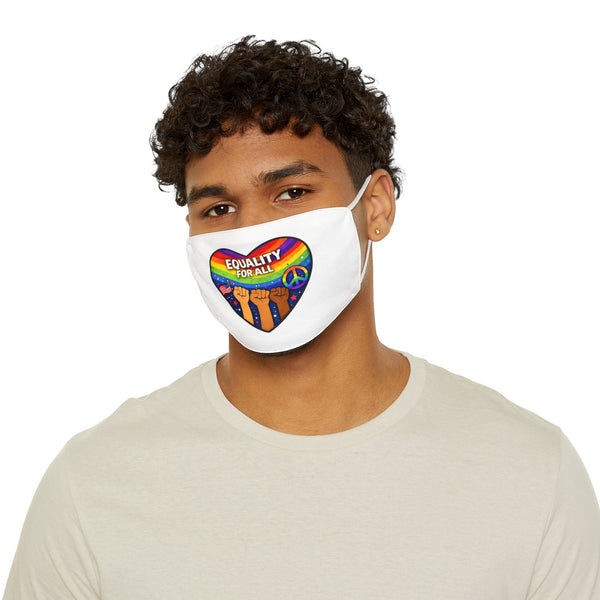 Equality For All Face Mask — Rainbow Pride Heart with Raised Fists