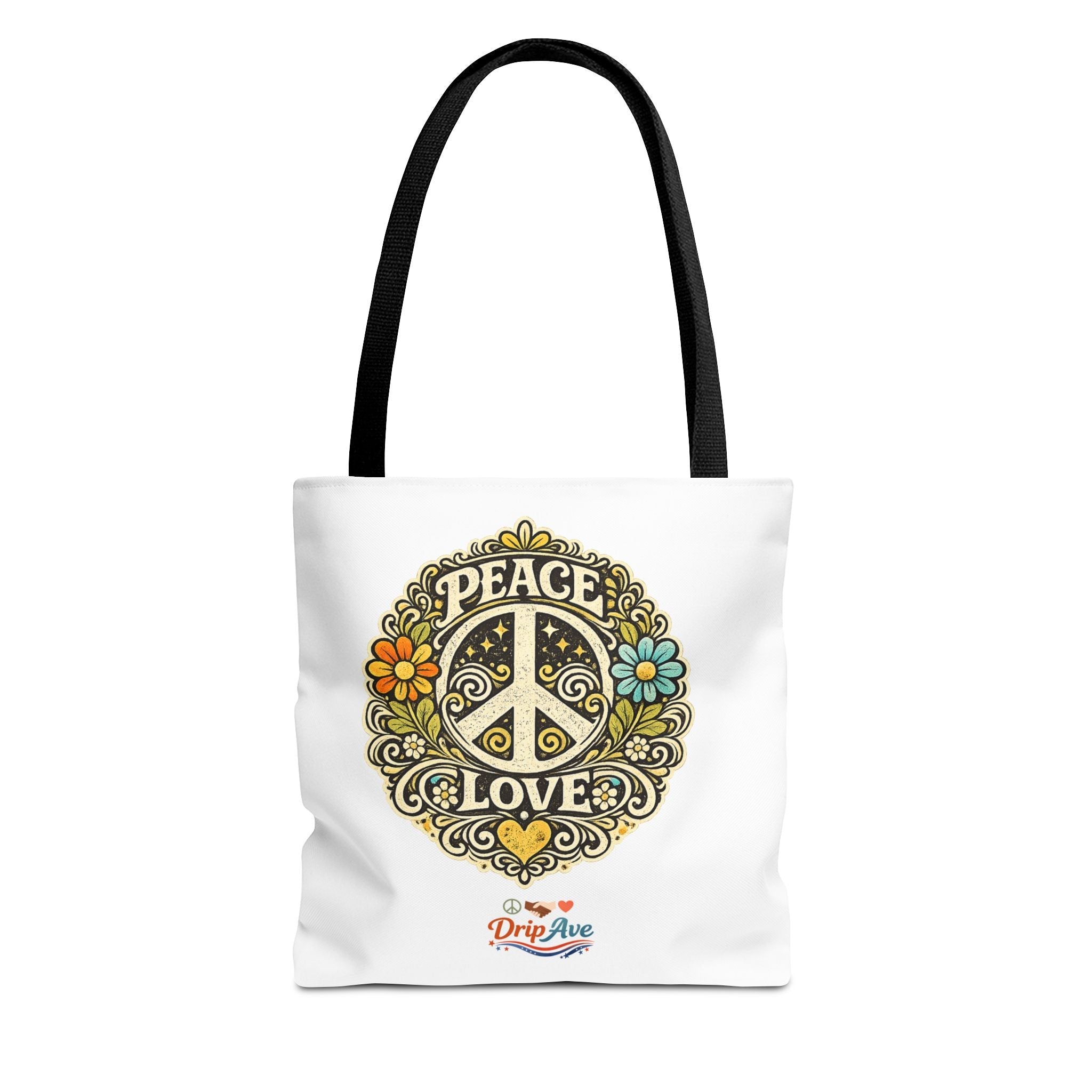 Retro Peace & Love Tote Bag — Vintage Peace Sign Unity & Kindness - Unisex