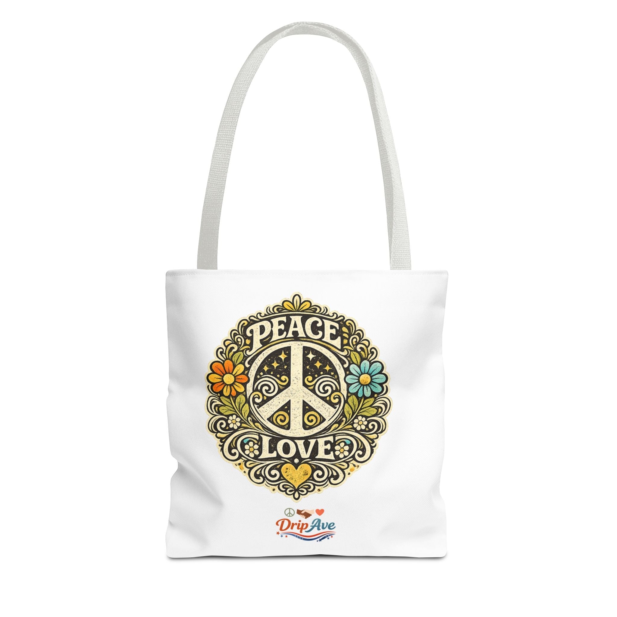 Retro Peace & Love Tote Bag — Vintage Peace Sign Unity & Kindness - Unisex