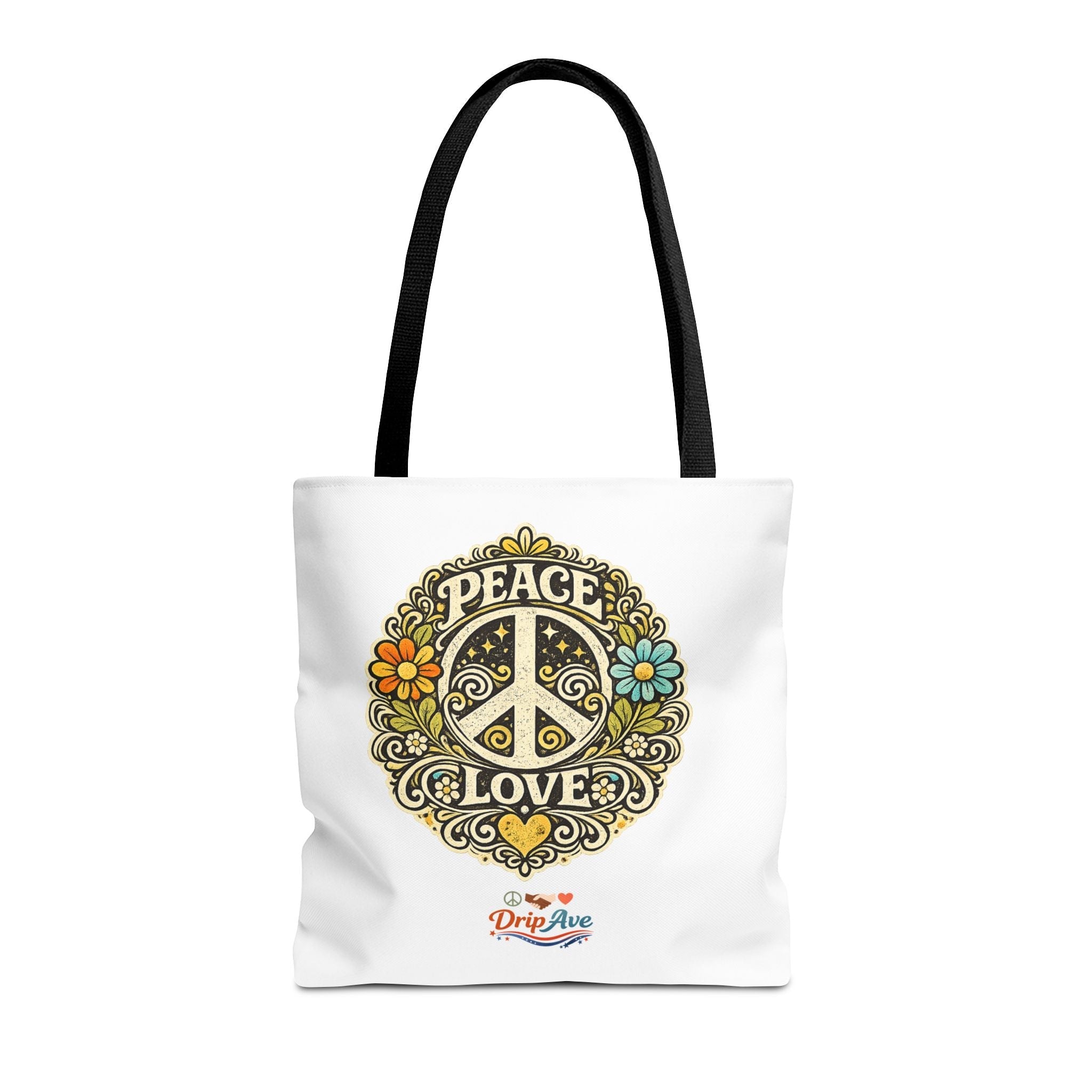 Retro Peace & Love Tote Bag — Vintage Peace Sign Unity & Kindness - Unisex