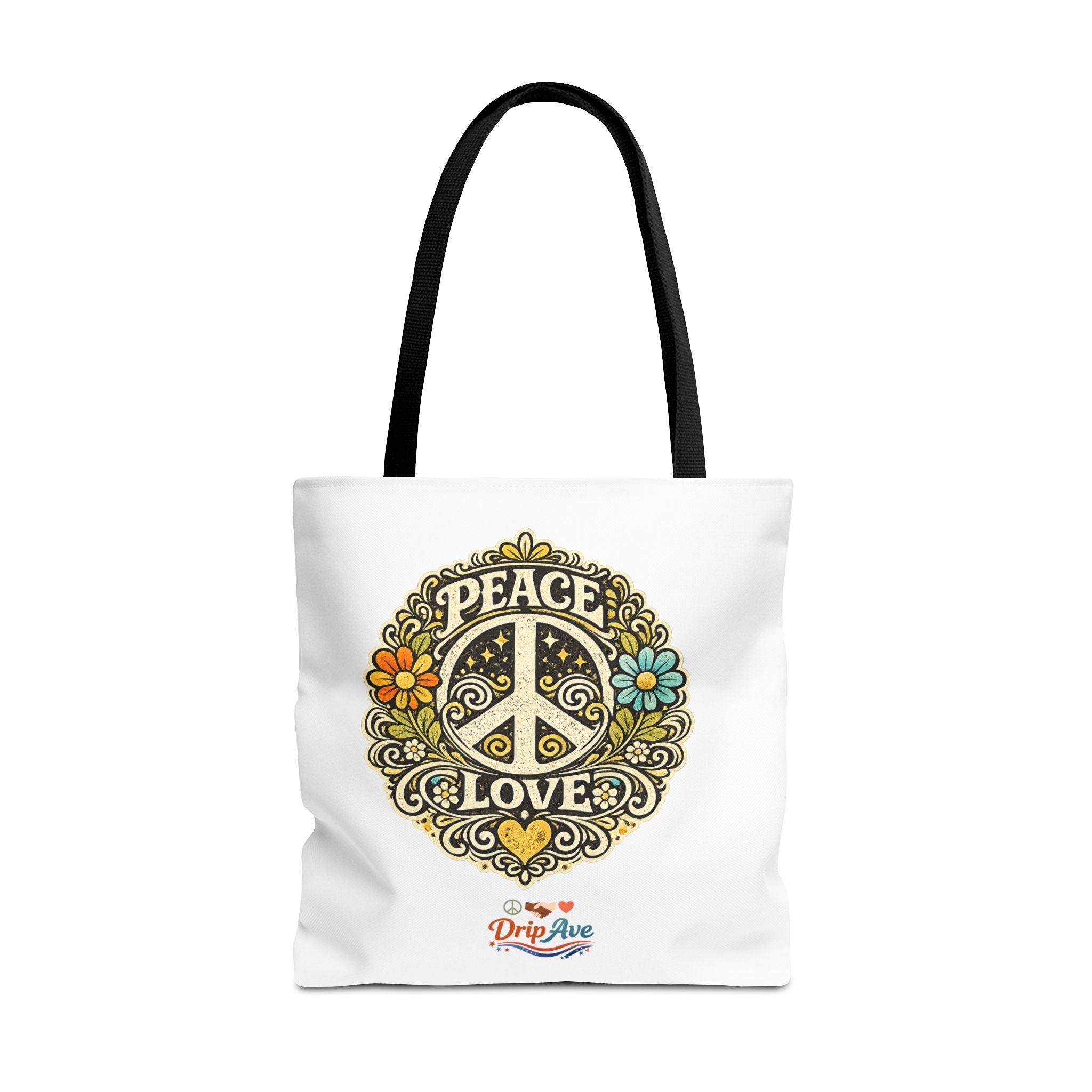 Retro Peace & Love Tote Bag — Vintage Peace Sign Unity & Kindness - Unisex