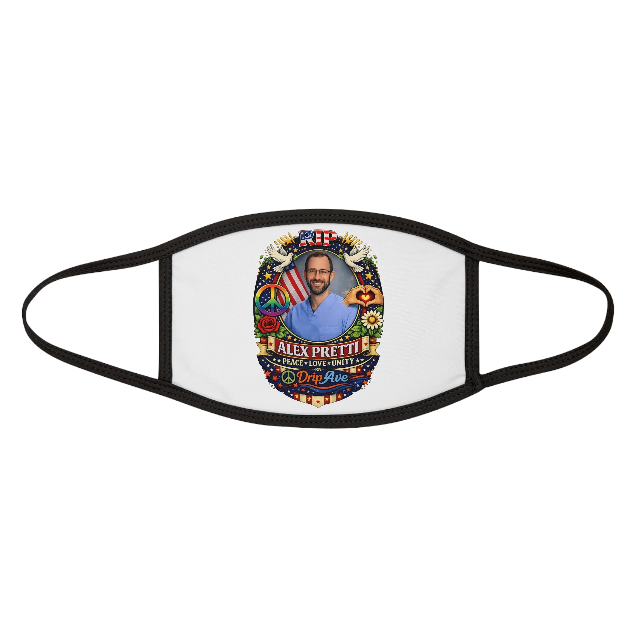 RIP Alex Pretti Peace Love Unity Mixed-Fabric Face Mask