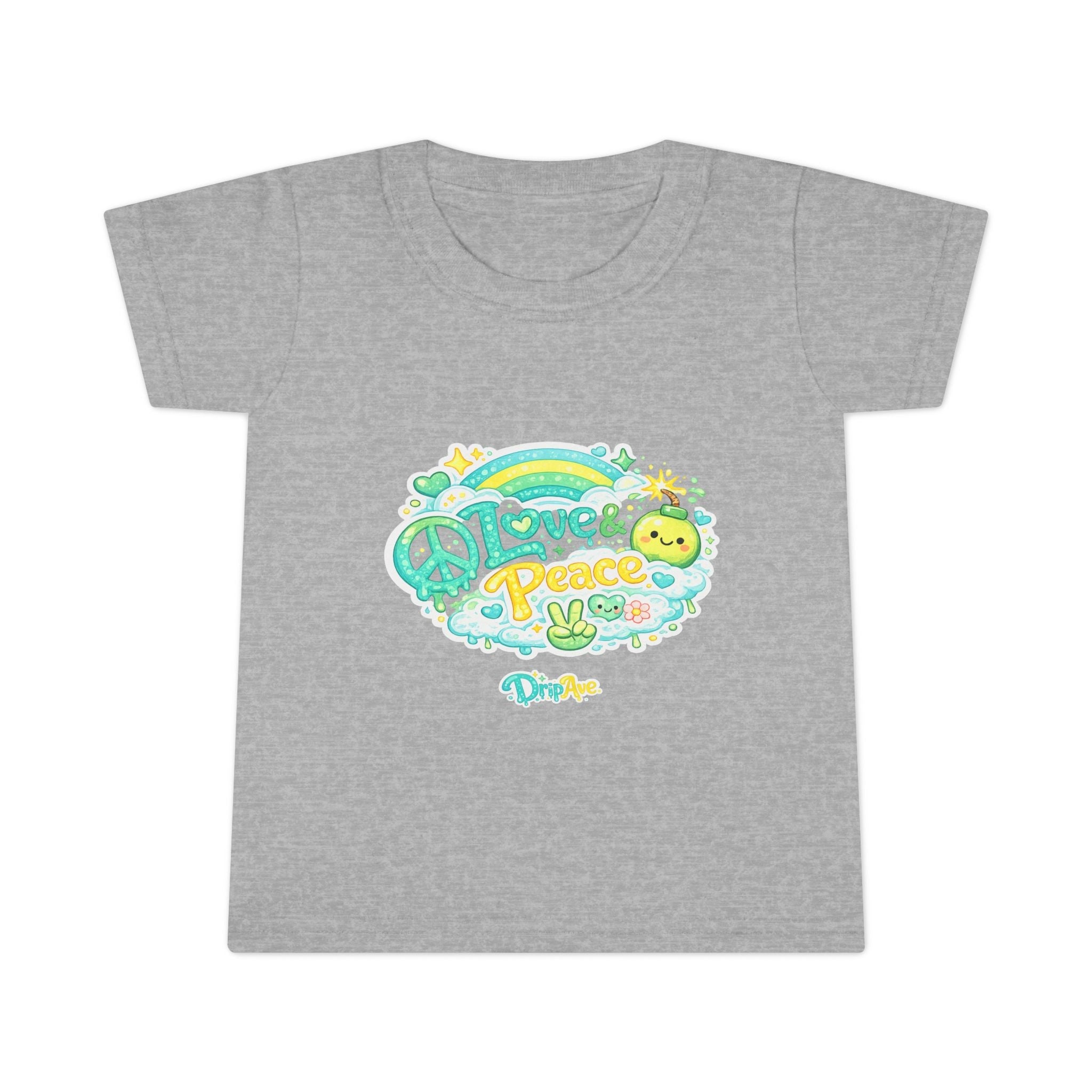 Toddler T-Shirt — Cute Peace & Smile Rainbow Graphic Tee for Kids