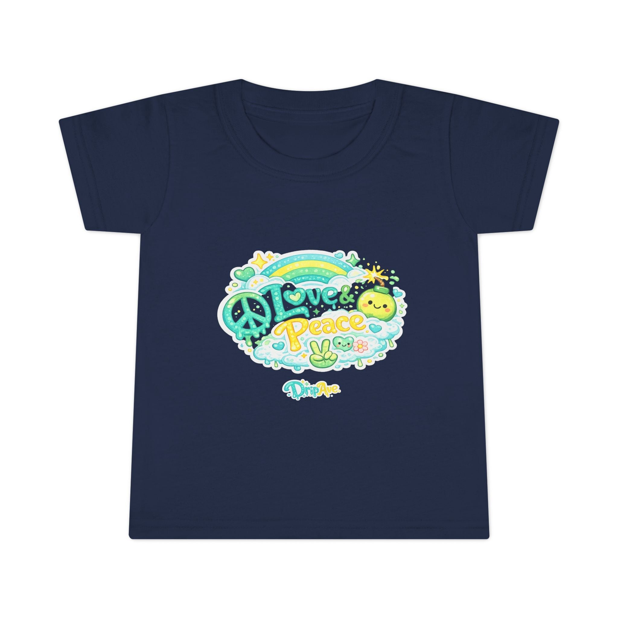 Toddler T-Shirt — Cute Peace & Smile Rainbow Graphic Tee for Kids
