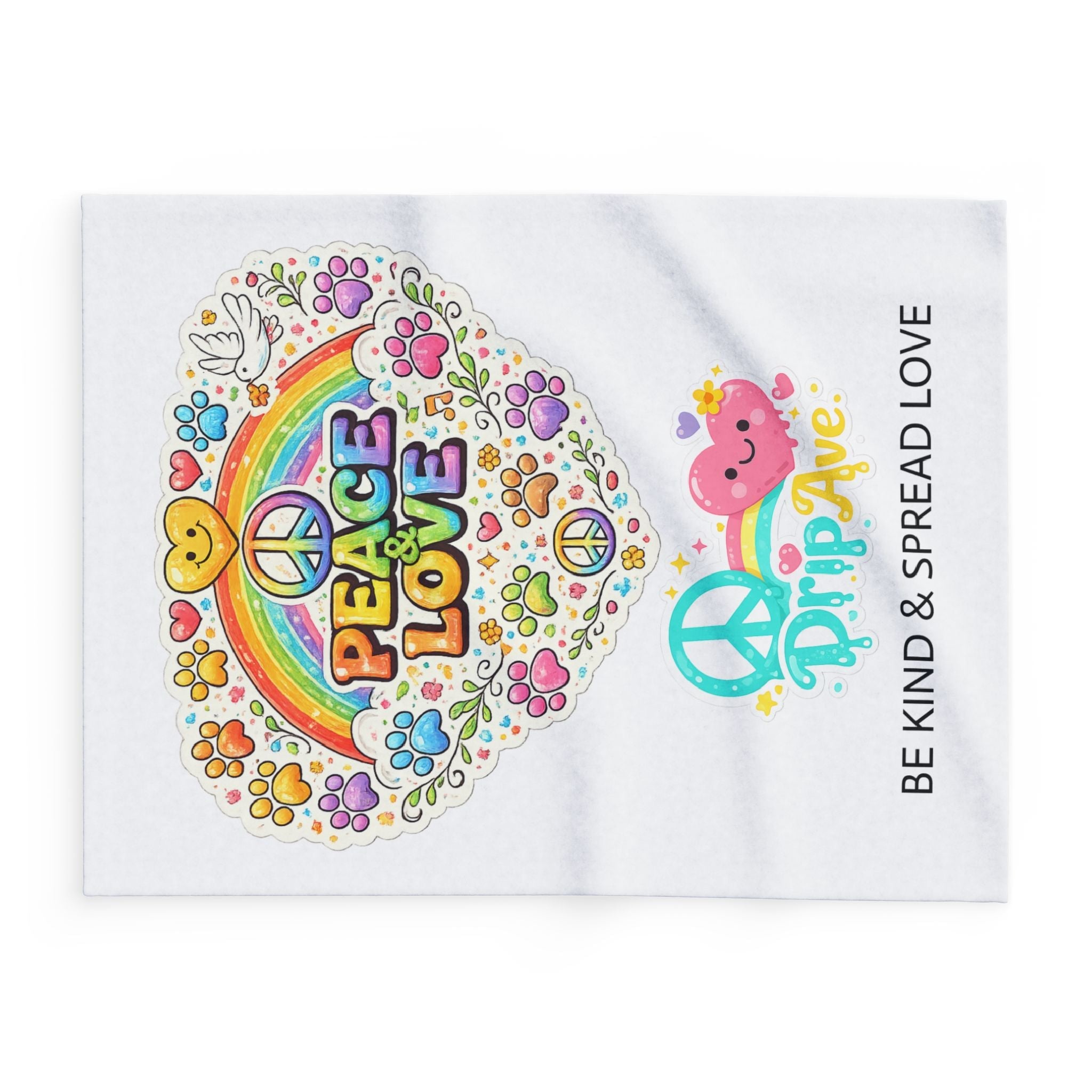 Peace & Love Fleece Blanket — 'Be Kind & Spread Love' Cozy Throw