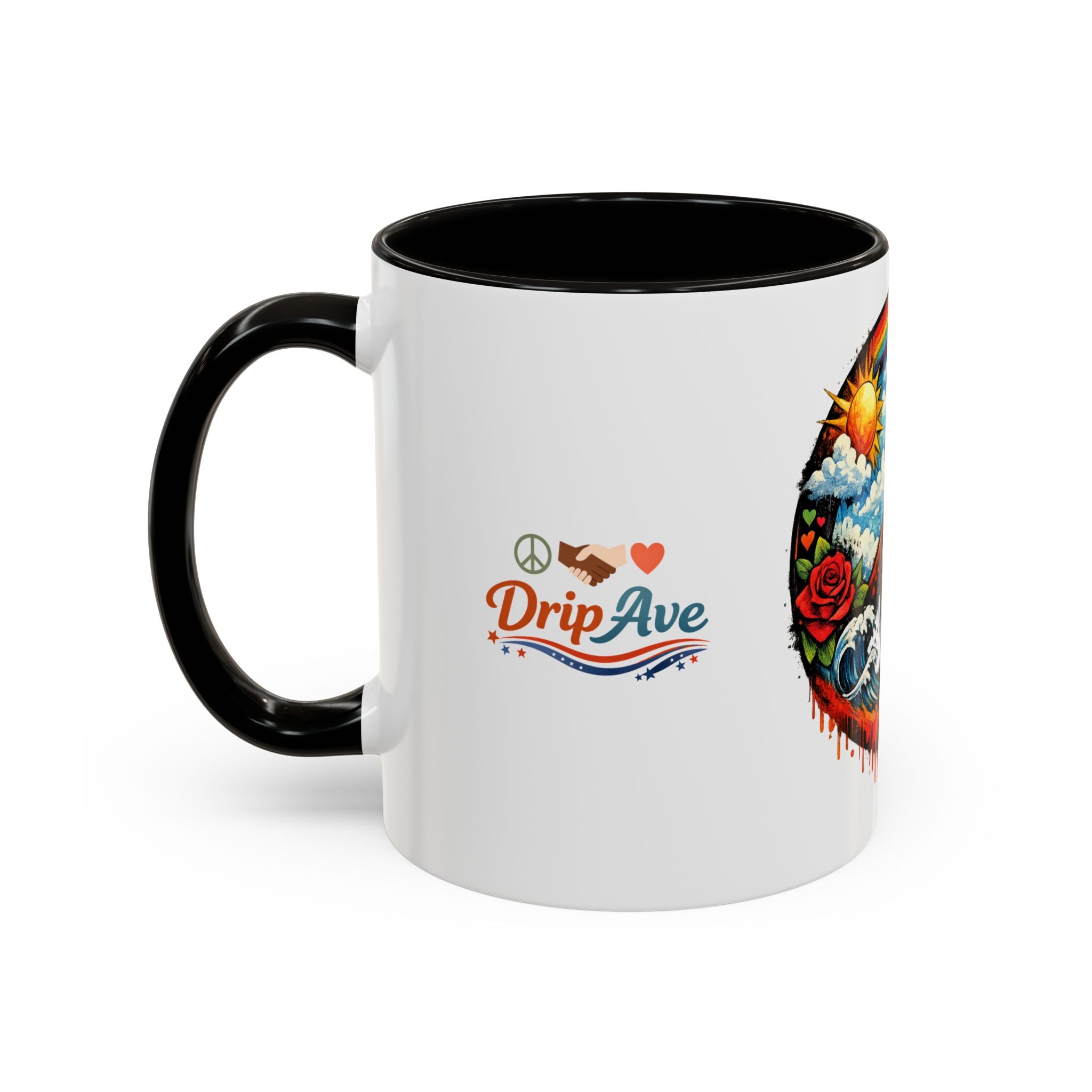 Peace & Empowerment Mug — Artistic Peace Sign & Raised Fist Strength Tribute